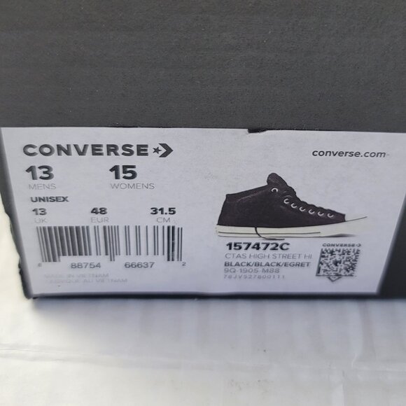 Converse All Star Chuck Taylor Leather Mid Top Sneakers Black Size 13 - Picture 12 of 12
